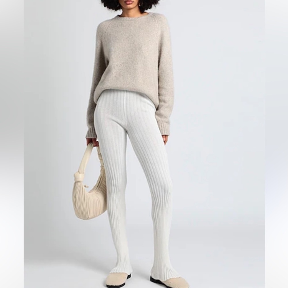 Cream Ribbed Leggings